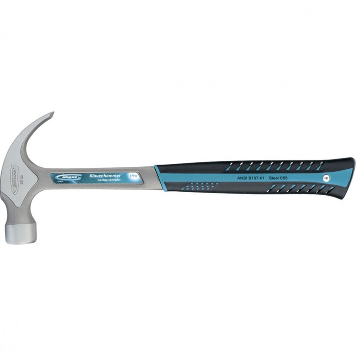 Молоток-гвоздодер GROSS, 570 г, цельнокованый, трехкомпонентная рукоятка