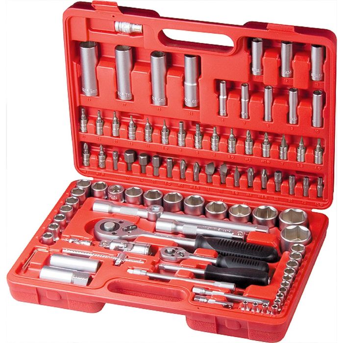 Набор слесарно-монтажный MATRIX, с квадратами, 1/4", 1/2", 94 шт