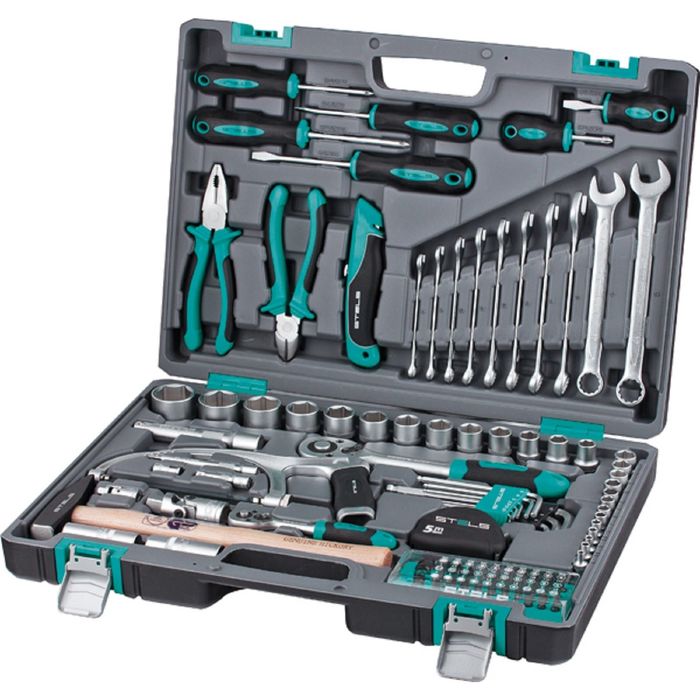Набор инструментов STELS, 1/2", 1/4", CrV, пластиковый кейс, 98 шт