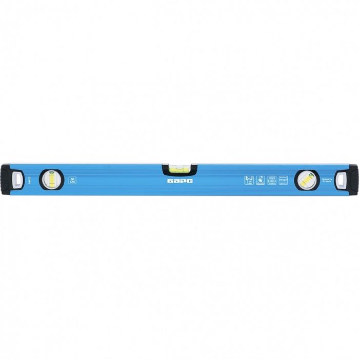 Уровень алюминиевый "БАРС", 200 см, ударопрочные заглушки, 3 глазка