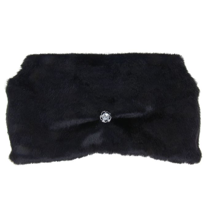 Муфта для рук «Люкс» флисовая, на кнопках, верх - искусственный мех, цвет «Чёрный кварц»