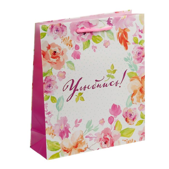 Пакет ламинированный вертикальный «Улыбнись», ML 23 × 27 × 8 см