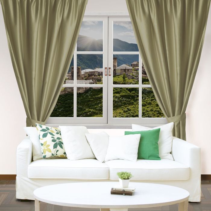 Штора портьерная "Этель" ширина 200 см, высота 250 см, цвет оливковый