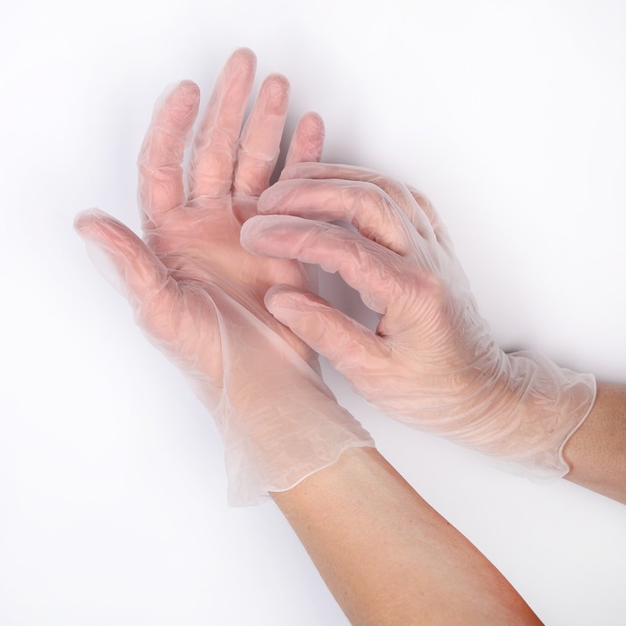 Перчатки виниловые "Клевер", размер L, 10 шт