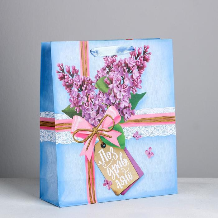 Пакет ламинированный вертикальный «Букет сирени», ML 23 × 27 × 8 см