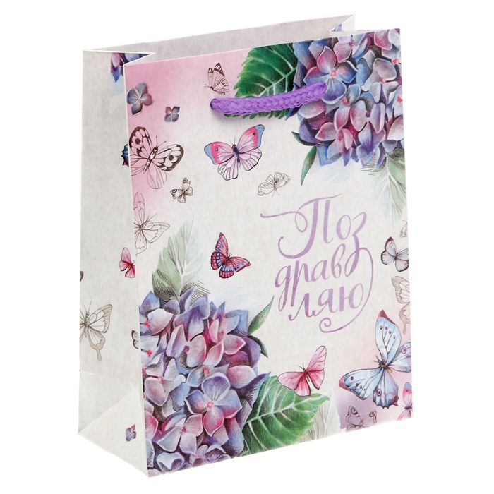 Пакет ламинированный вертикальный «Нежные гортензии», S 11 × 14 × 5,5 см