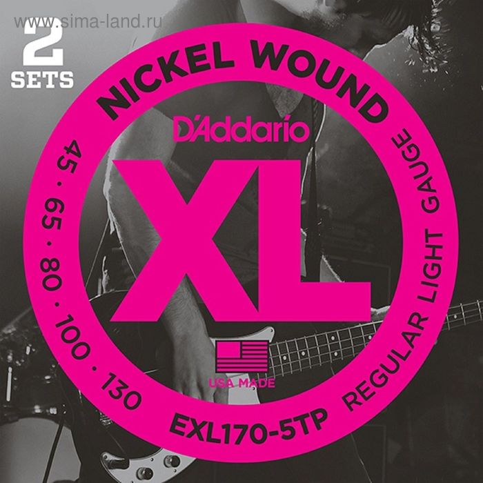 фото Струны для 5-струнной бас-гитары d'addario exl170-5tp nickel wound d`addario