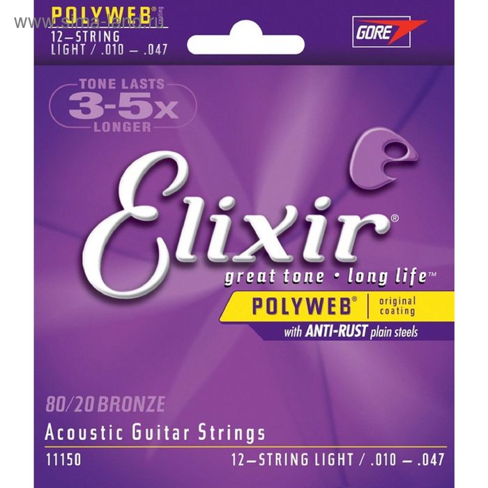 

Комплект струн для 12-струнной акустической гитары Elixir 11150 POLYWEB