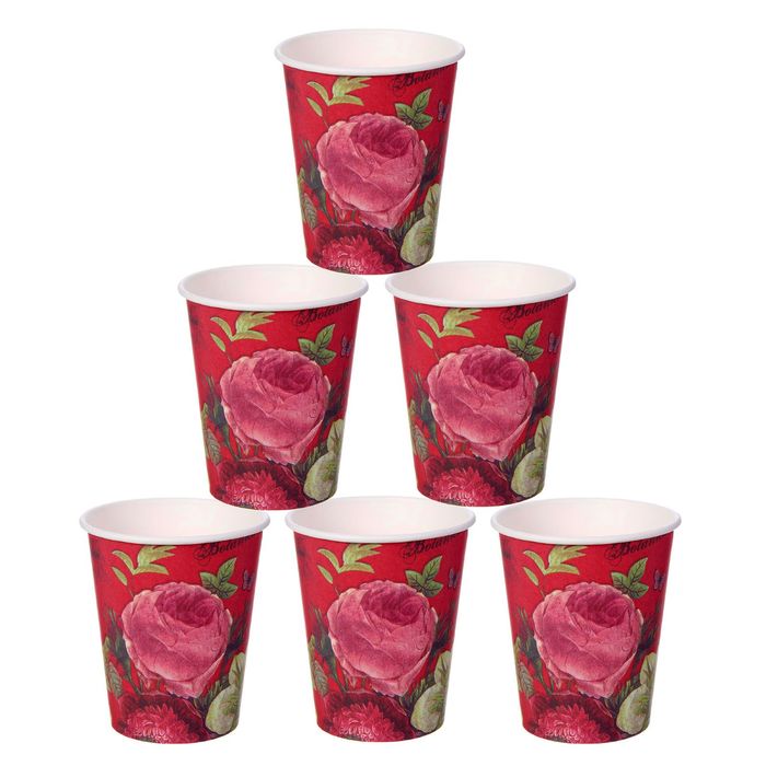 Стакан бумажный "Кустовая роза" 250 мл (набор 6 шт)