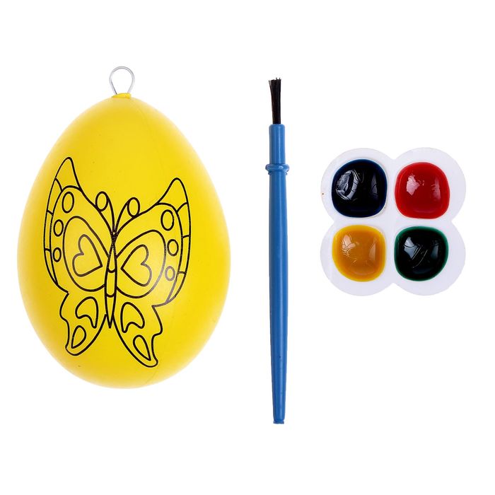 Раскраска яйцо "Бабочка" с красками 4 цвета, кисть