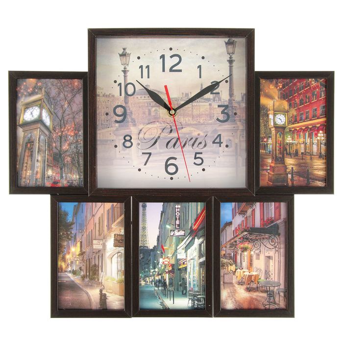 Фоторамка на 5 фото 10х15 с часами, венге "Города"