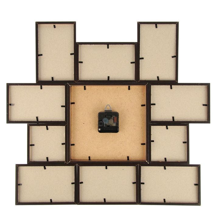 Фоторамка на 10 фото 10х10, 10х15 с часами (21,5x21,5 см) Венге "Города"