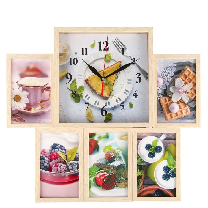 Фоторамка на 5 фото 10х15 с часами "Сладости"