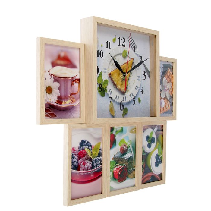 Фоторамка на 5 фото 10х15 с часами "Сладости"