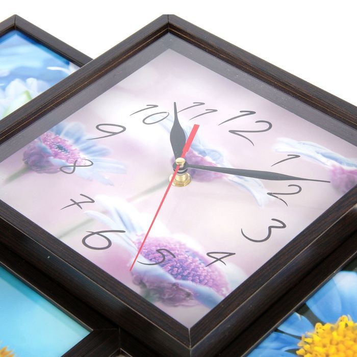 Фоторамка на 5 фото 10х15 с часами, венге "Цветы"