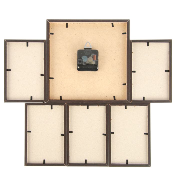 Фоторамка на 5 фото 10х15 с часами, венге "Цветы"