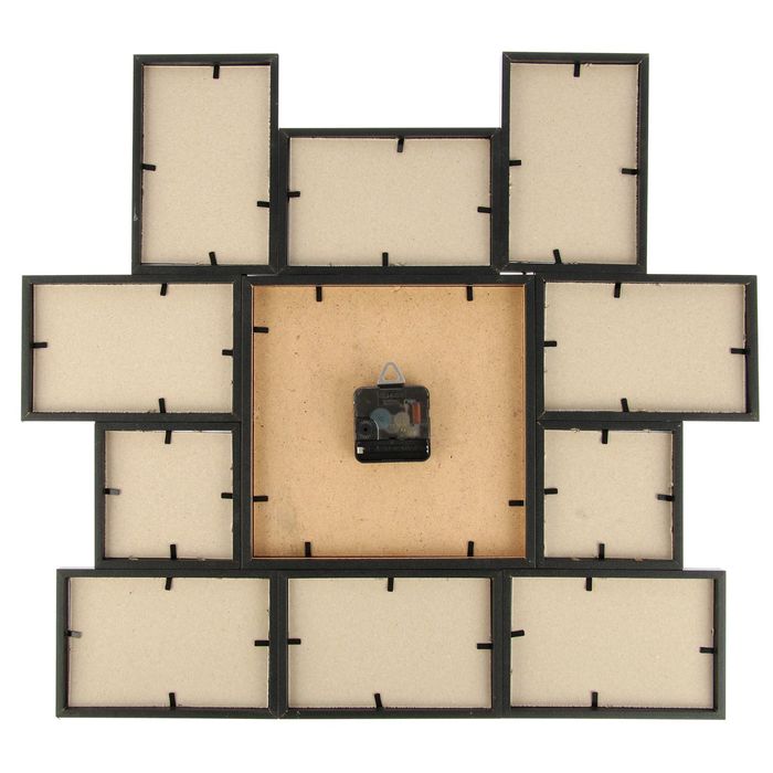 Фоторамка на 10 фото 10х10, 10х15 с часами, чёрная "Париж"