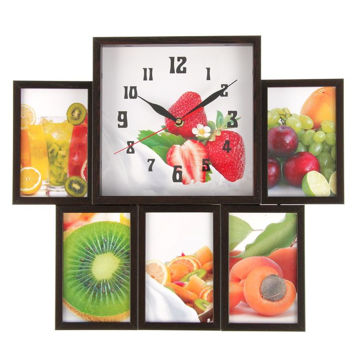 Фоторамка на 5 фото 10х15 с часами, венге "Фрукты"