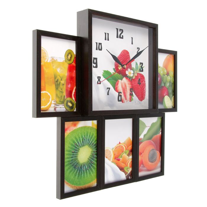 Фоторамка на 5 фото 10х15 с часами, венге "Фрукты"