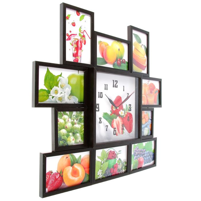Фоторамка на 10 фото 10х10, 10х15 с часами, венге "Фрукты"