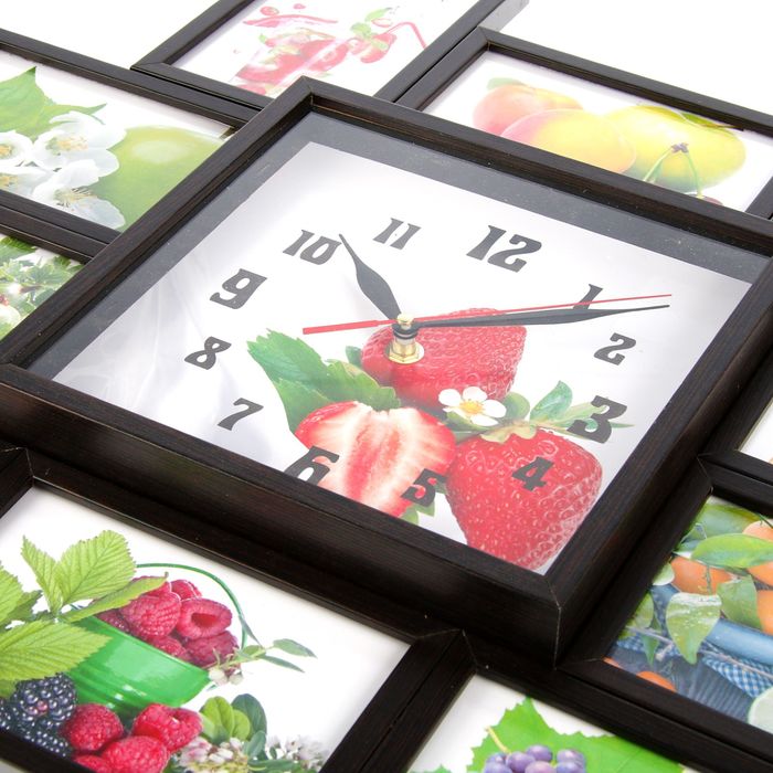 Фоторамка на 10 фото 10х10, 10х15 с часами, венге "Фрукты"