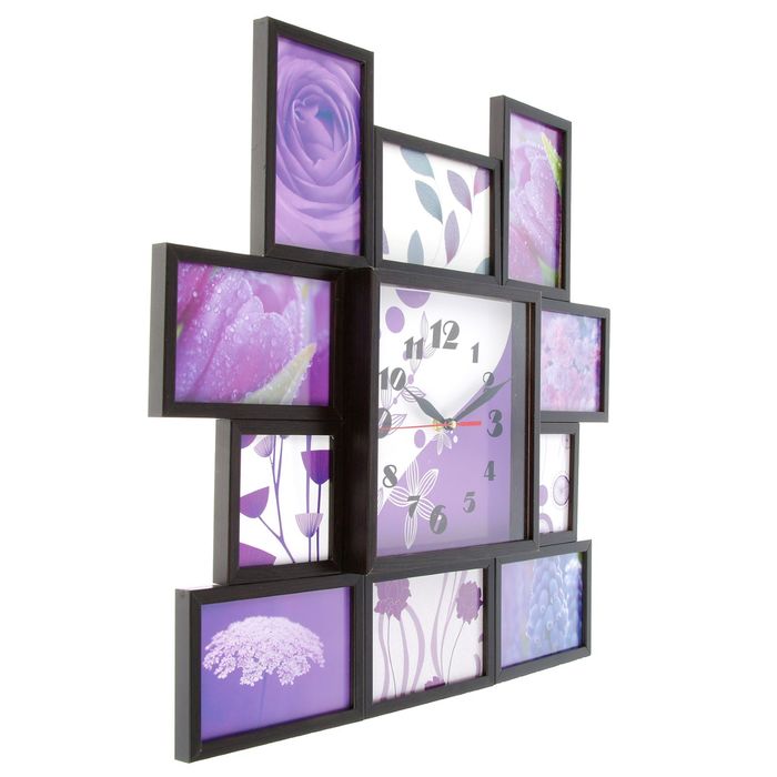 Фоторамка на 10 фото 10х10, 10х15 с часами, венге "Сирень"