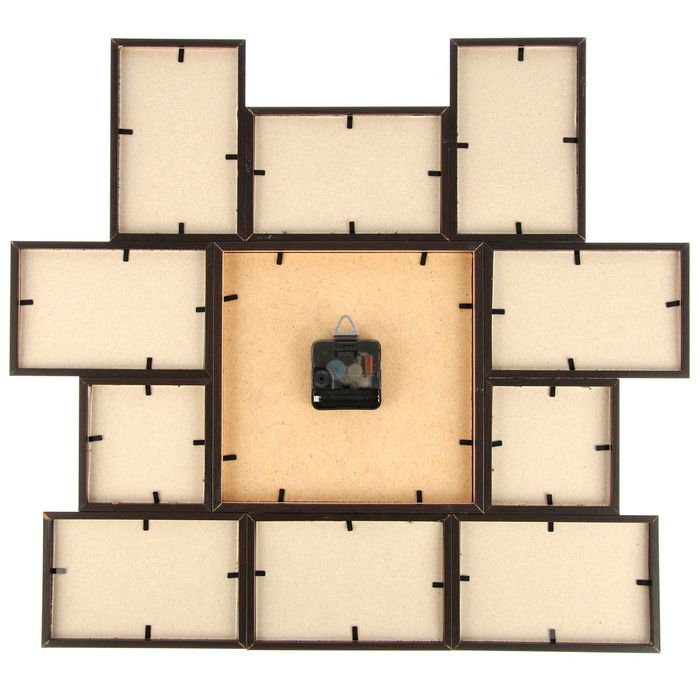 Фоторамка на 10 фото 10х10, 10х15 с часами Венге "Роза" 48х43х5 см