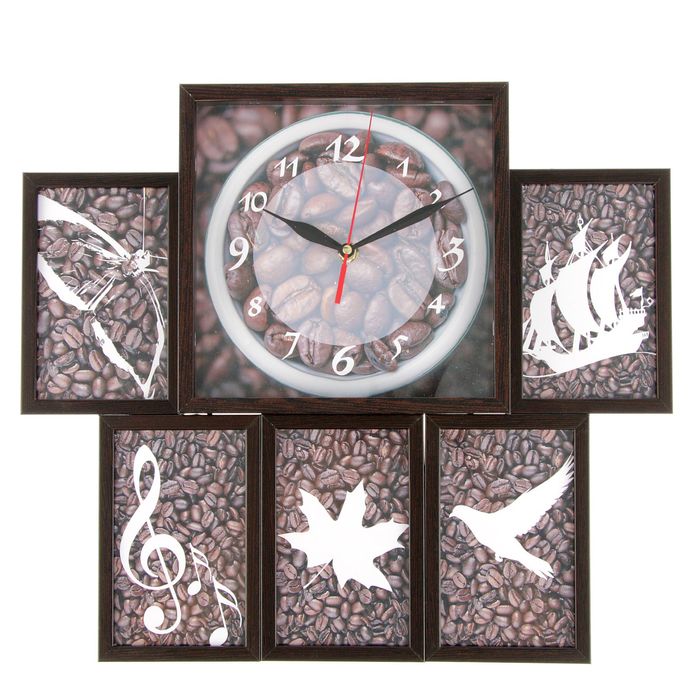 Фоторамка на 5 фото 10х15 с часами, венге "Кофе"