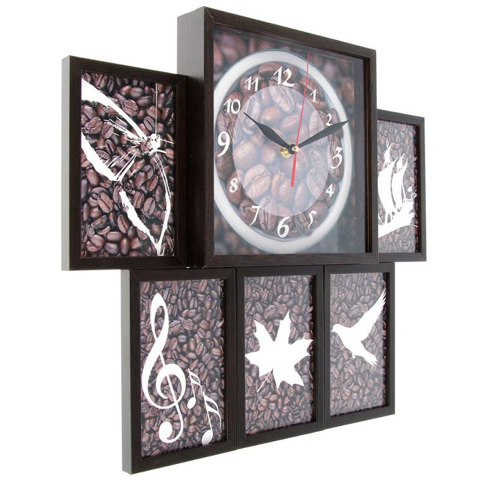 Фоторамка на 5 фото 10х15 с часами, венге "Кофе"