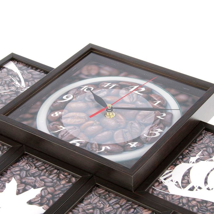 Фоторамка на 5 фото 10х15 с часами, венге "Кофе"