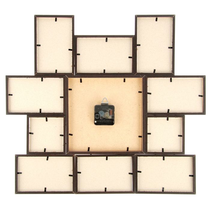 Фоторамка на 10 фото 10х10, 10х15 с часами, венге "Тюльпаны"