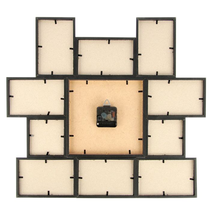 Фоторамка на 10 фото 10х10, 10х15 с часами, чёрная "Улицы" 48х43х5 см