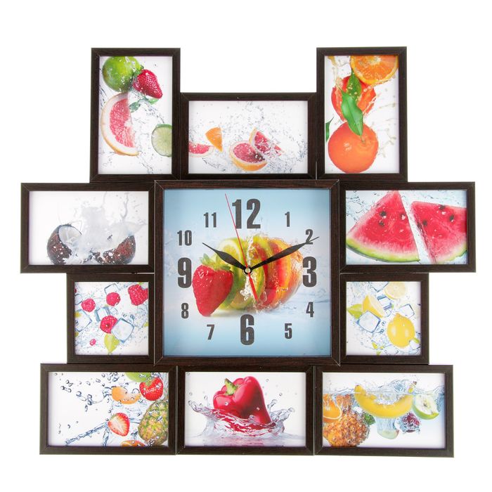 Фоторамка на 10 фото 10х10, 10х15 с часами, венге "Свежесть"