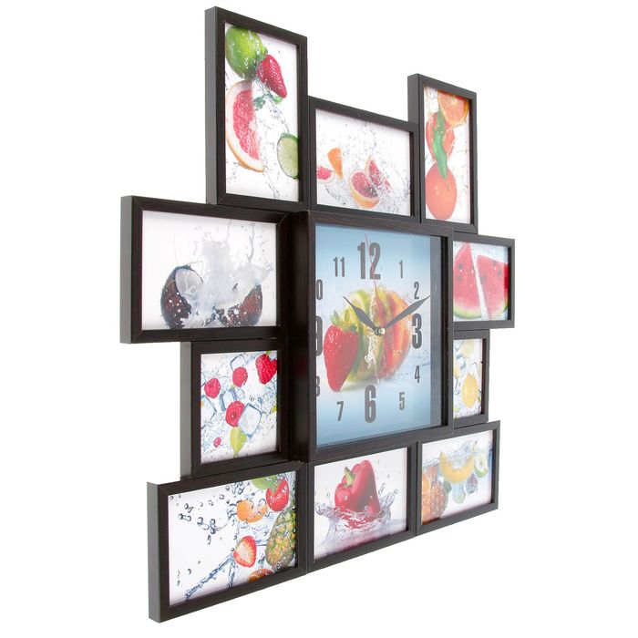 Фоторамка на 10 фото 10х10, 10х15 с часами, венге "Свежесть"