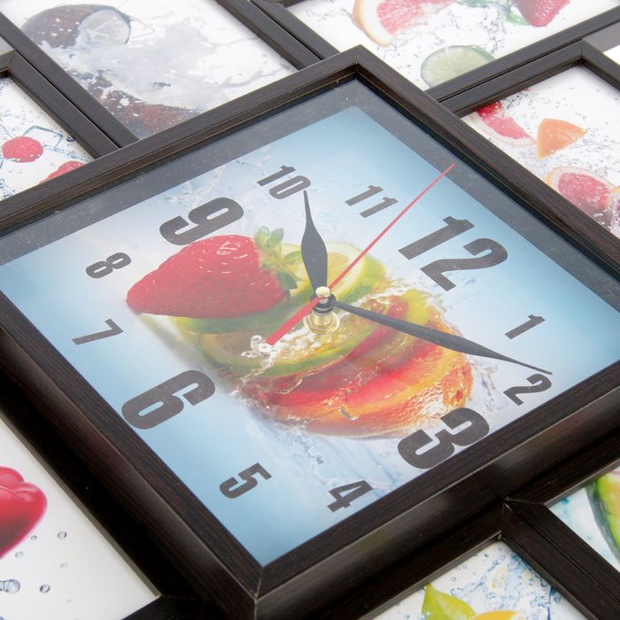 Фоторамка на 10 фото 10х10, 10х15 с часами, венге "Свежесть"