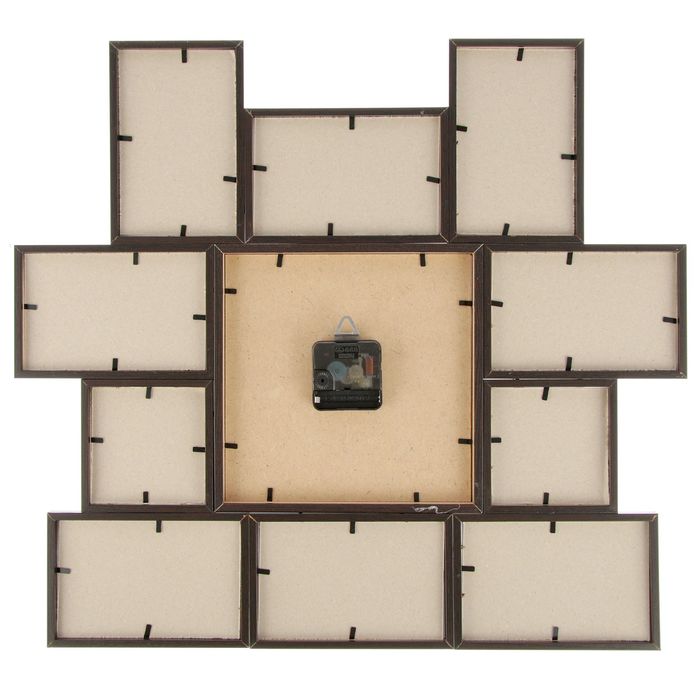 Фоторамка на 10 фото 10х10, 10х15 с часами, венге "Свежесть"