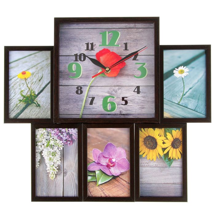 Фоторамка на 5 фото 10х15 с часами, венге "Природа"