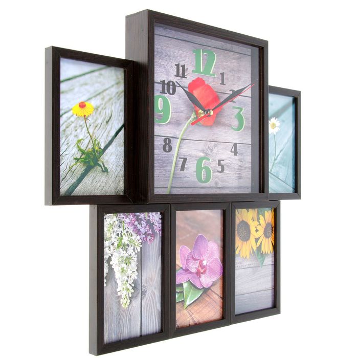 Фоторамка на 5 фото 10х15 с часами, венге "Природа"