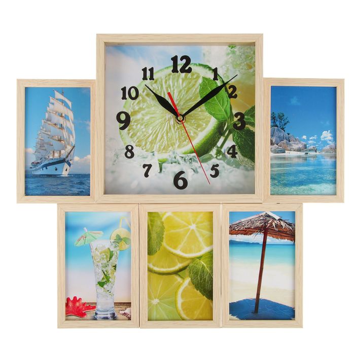 Фоторамка на 5 фото 10х15 с часами "Лето"