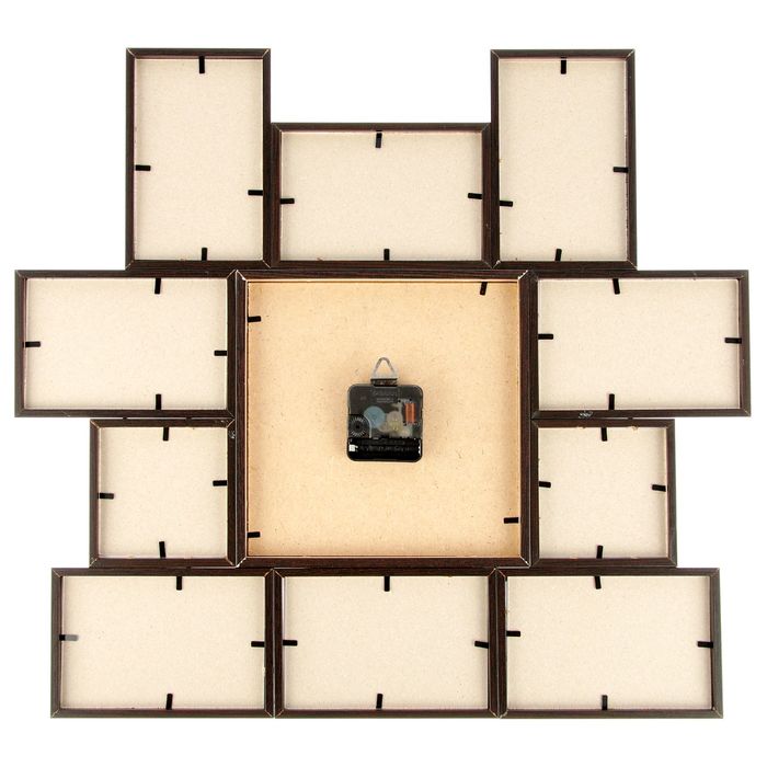 Фоторамка на 10 фото 10х10, 10х15 с часами Венге "История" 48х43х5 см