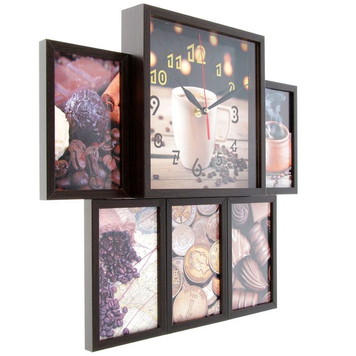 Фоторамка на 5 фото 10х15 с часами, венге "Завтрак"