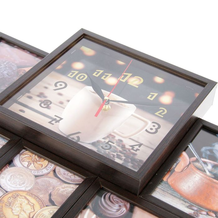 Фоторамка на 5 фото 10х15 с часами, венге "Завтрак"