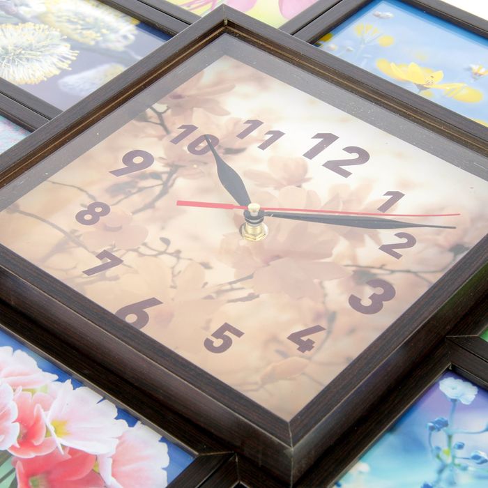Фоторамка на 10 фото 10х10, 10х15 с часами, венге "Утро"