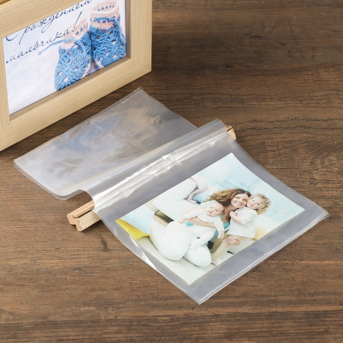 Фотобокс "С рождением мальчика" с пинетками для фото 13х18 см 96 шт.