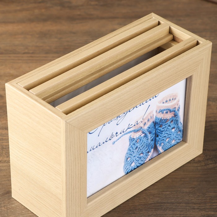 Фотобокс "С рождением мальчика" с пинетками для фото 13х18 см 96 шт.