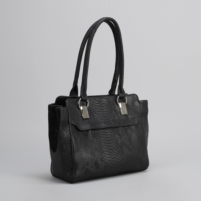 Сумка женская на молнии, 1 отдел с перегородкой, 2 наружных кармана, цвет чёрный