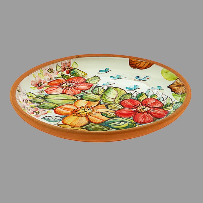 Тарелка декоративная "Цветы", майолика