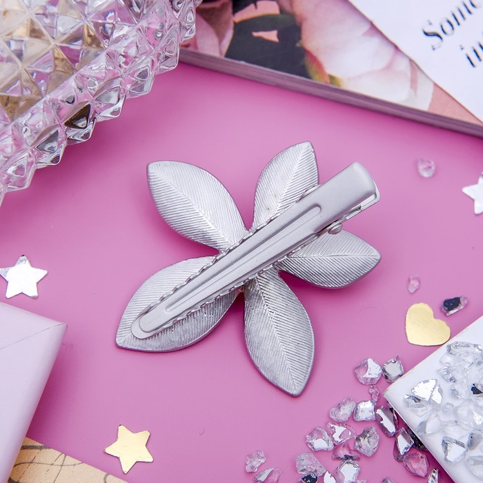 Зажим для волос "Изящная жемчужина" серебряный цветок