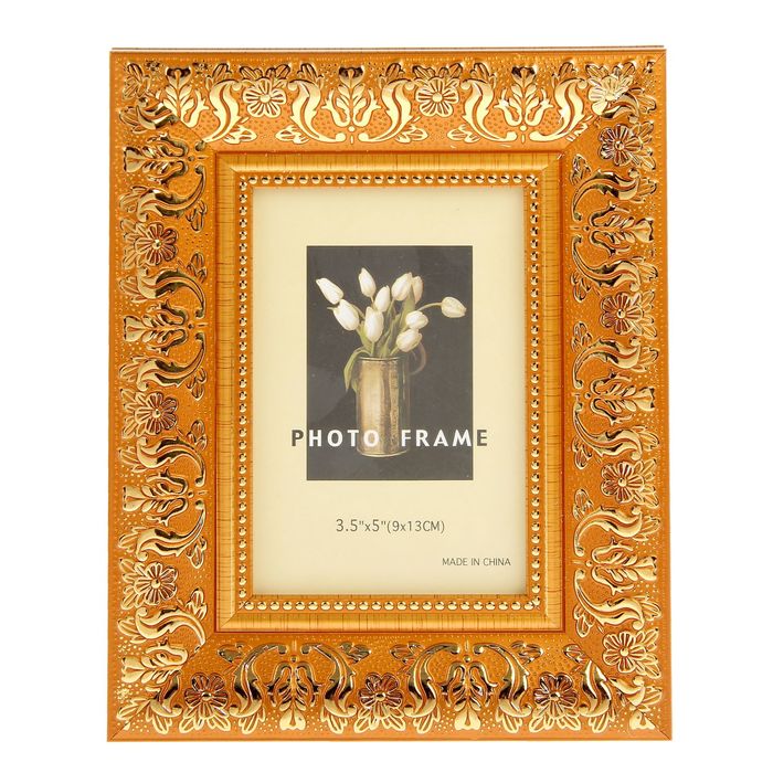 Фоторамка пластик 9х13 см "Флора" золото 12,2х16,3 см