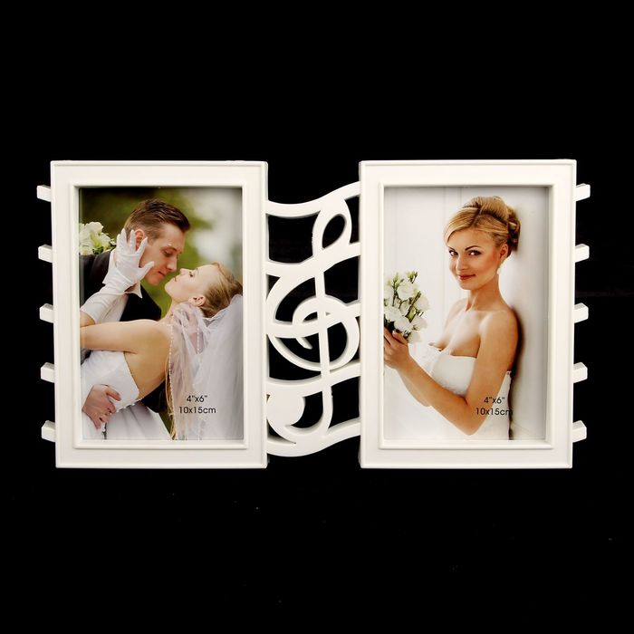 Фоторамка пластик на 2 фото 10х15 см "Музыка" 29,5х16,5 см